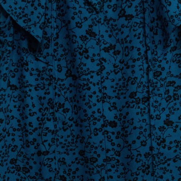 Liz Claiborne Women Blue Black Floral Print Blouse VNeck Flutter Short Sleeve XS - Picture 4 of 7